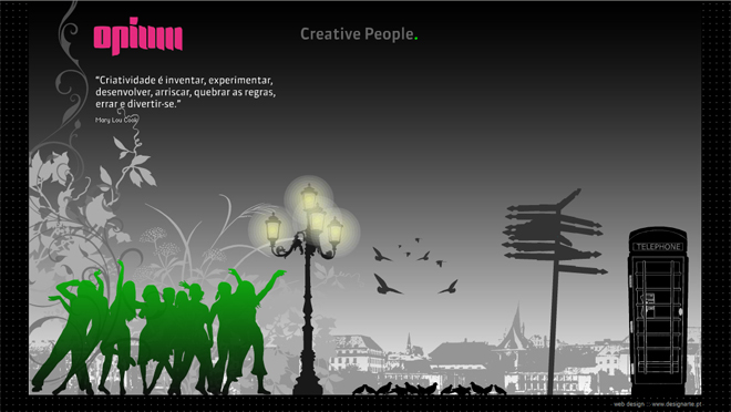 Animação e web design Opium
