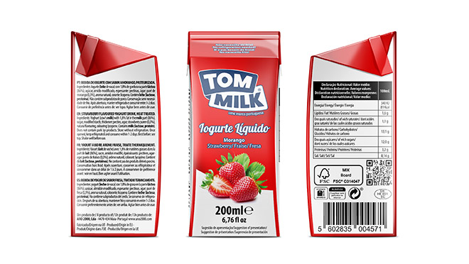 Design de embalagens iogurtes Tom Milk