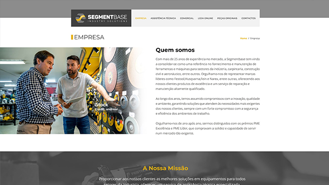 Desenvolvimento do website da SegmentBase